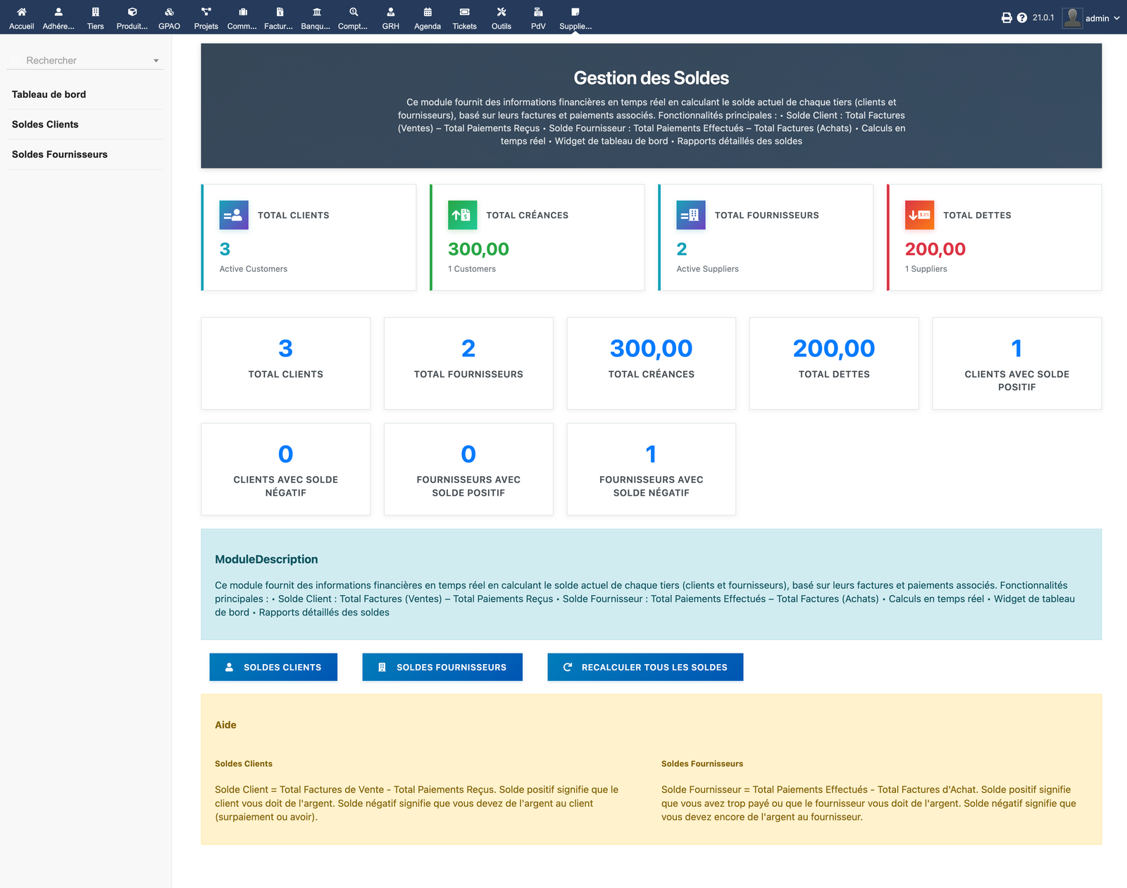 Dolibarr Balance Management - Client Balances