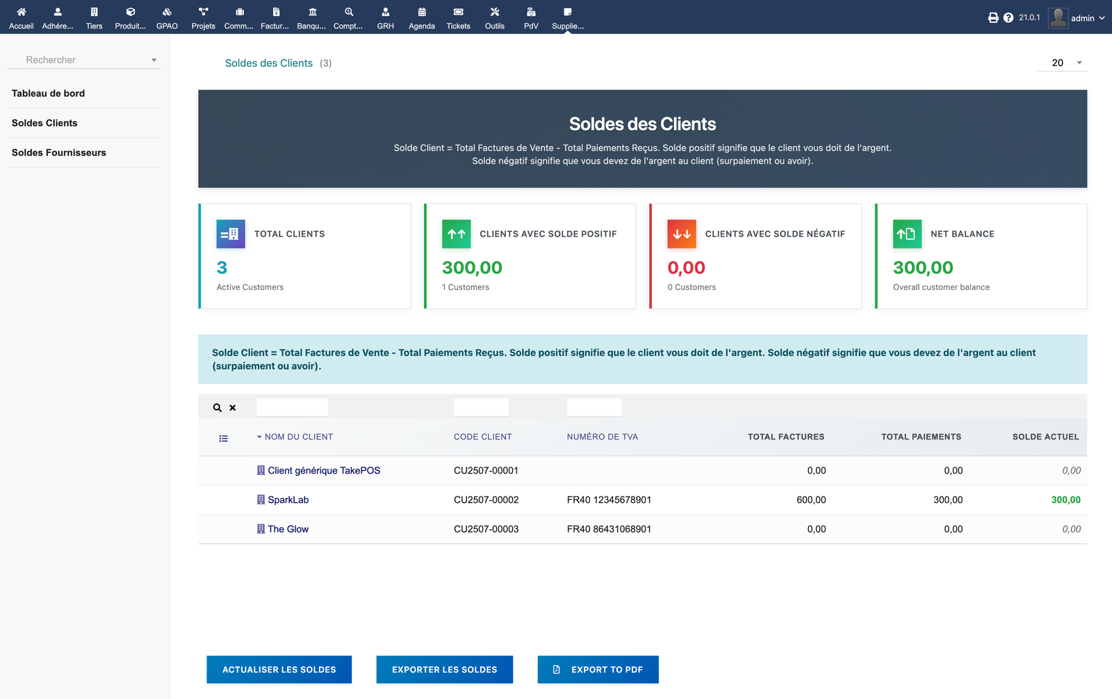 Dolibarr Balance Management - Supplier Balances