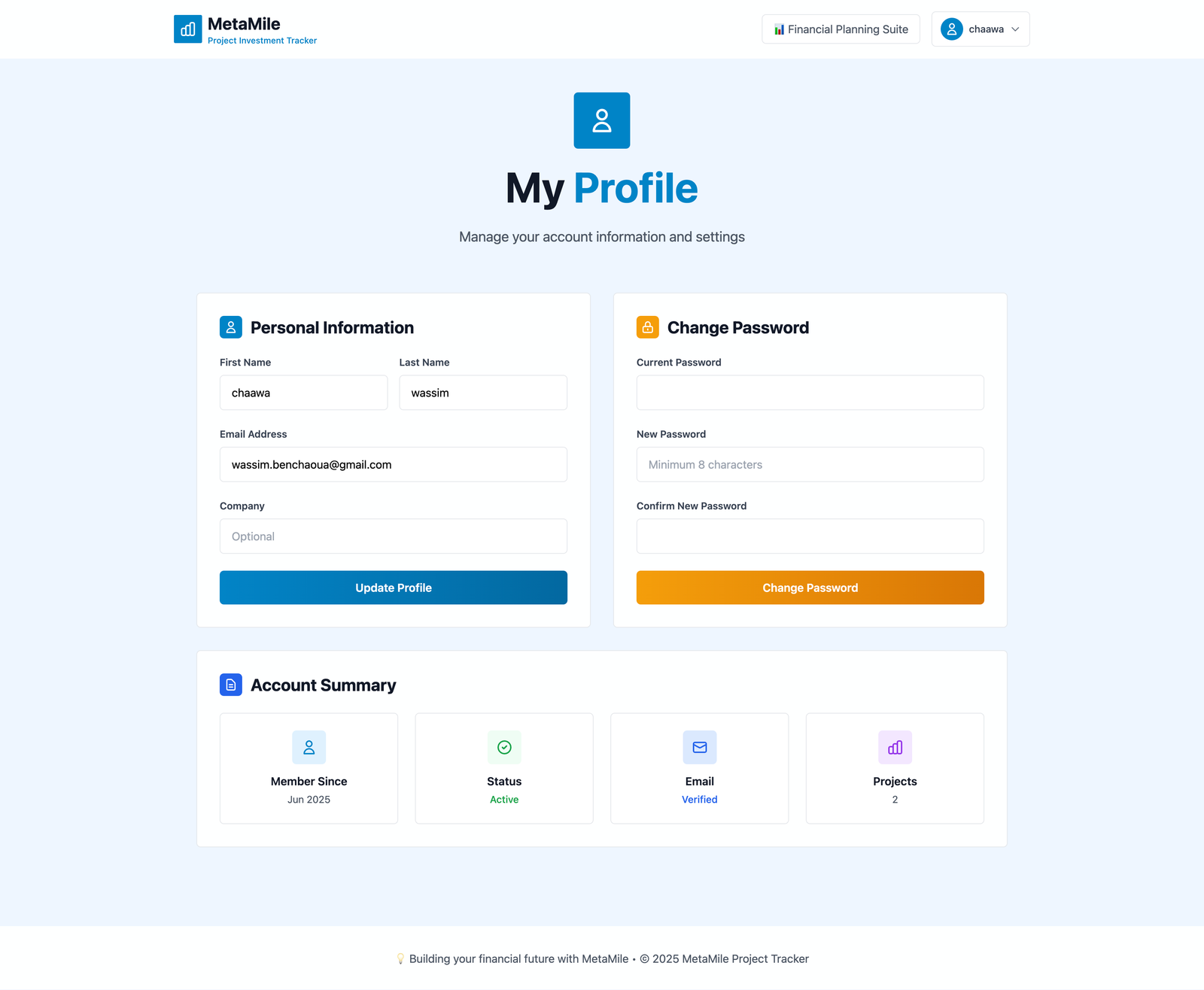 MetaMile - Project Tracking