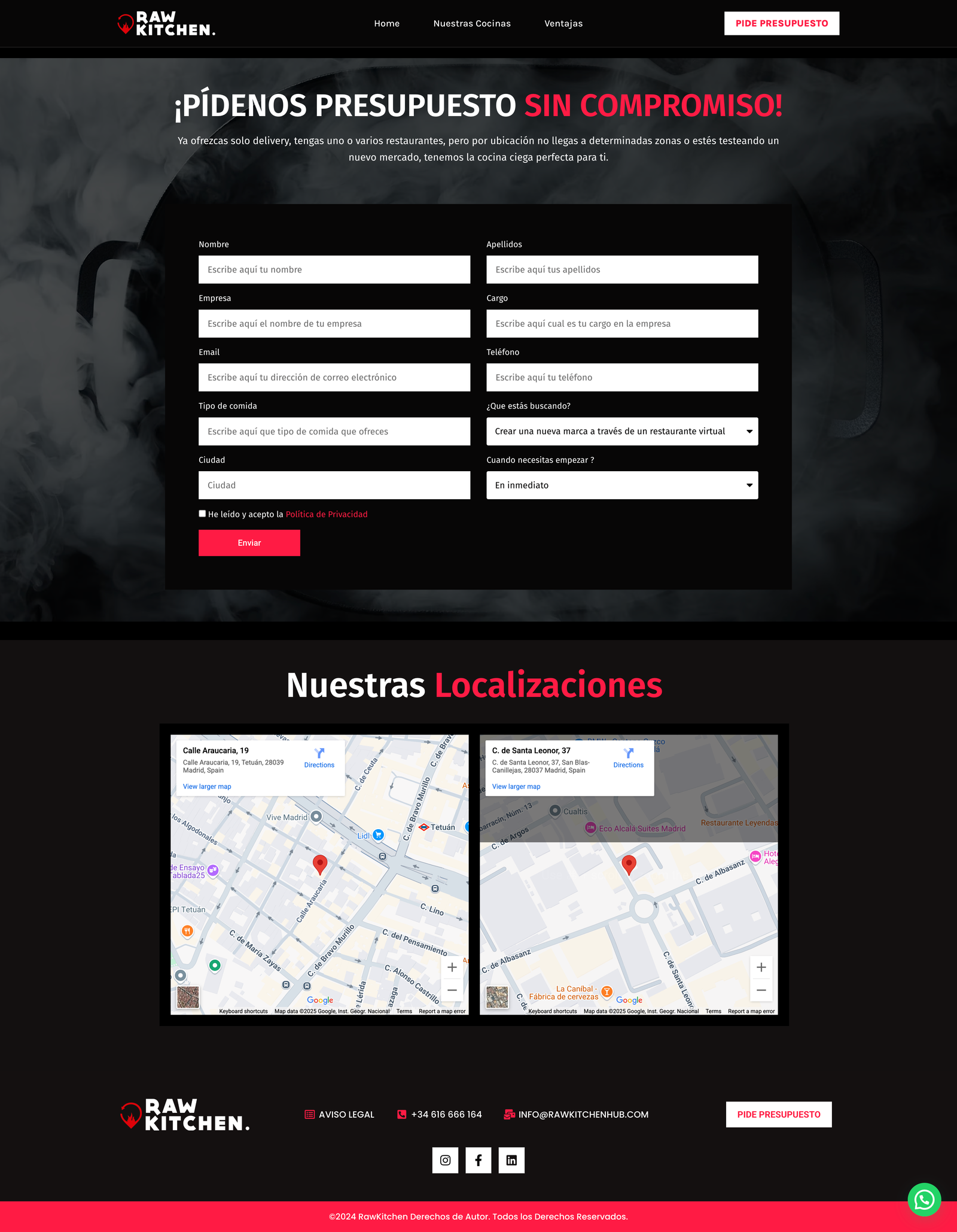 Raw Kitchen Hub - Contact Section